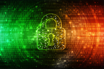 2d illustration Safety concept: Closed Padlock on digital background, Cyber Security Concept