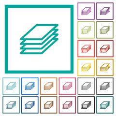 Printing papers flat color icons with quadrant frames