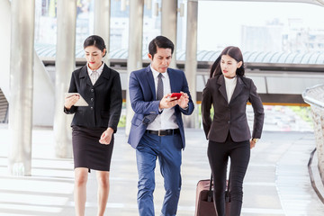 Group of  business team walking at street