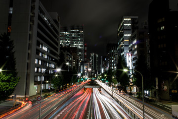 Fototapeta na wymiar Speedway traffic in Takaracho, Tokyo, Japan