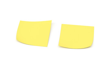 Two yellow sticky note reminders on a white background, 3D render