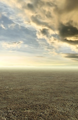 desert planet and stormy sky background