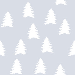 Obraz premium Christmas pattern with trees. Simple, winter background graphic to print on fabric, paper, gift wrapping, packaging, 