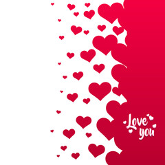 Many flying hearts. Simple design. Hearts love background. Vector background.