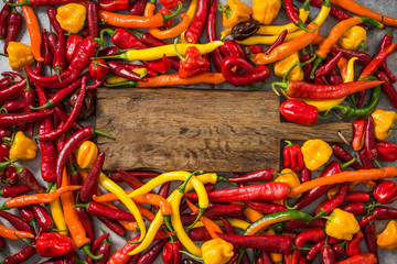 Mixed chili and hot habanero peppers
