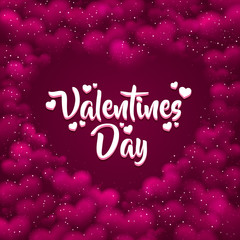 Pink hearted background with a Valentines Day title on it. Vector illustration.