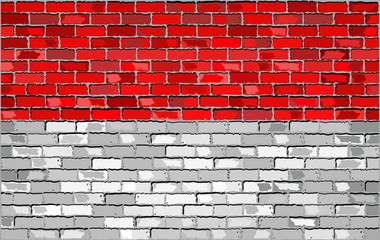 Flag of Indonesia on a brick wall - Illustration, 
Indonesia flag on brick textured background, 
Abstract grunge vector