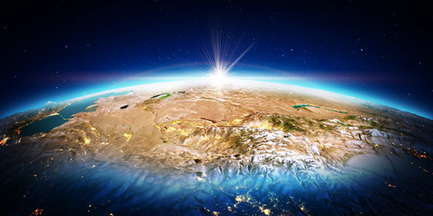 Central Asia. 3D rendering