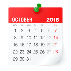 October 2018 - Calendar