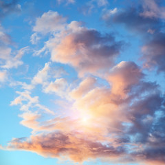 Fototapeta na wymiar Sky sunrise air clouds panorama