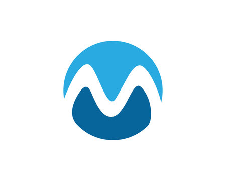 M Letter Water Wave Logo Template