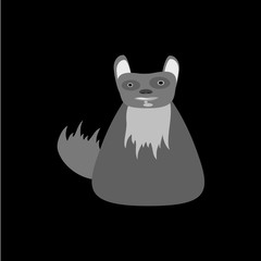 gray dog isolated on black background