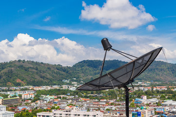 Parabolic satellite dish space technology receiver
