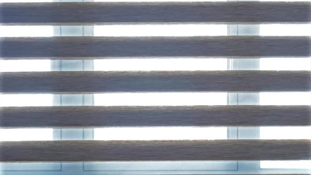 Opening window zebra blind curtain.