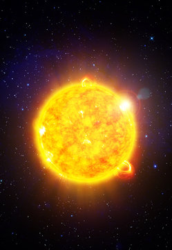 Sun with solar flares