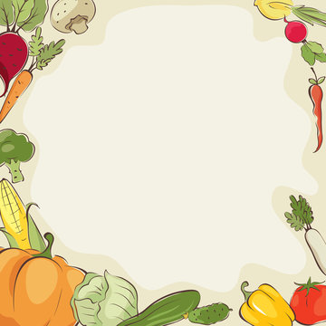 Background on the theme of Thanksgiving Day / Vegetables top view, a rich harvest of farm products