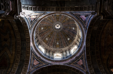 Look up dome church, Basilica da Estrela, Lisbon, Portugal