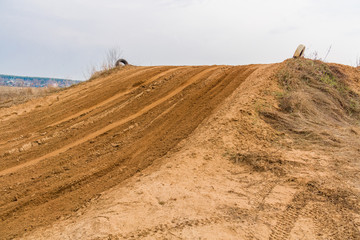 Obraz premium Wheel Track on the Sand