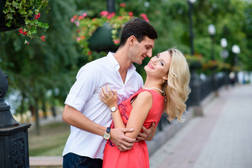 Couple walks in the Park.