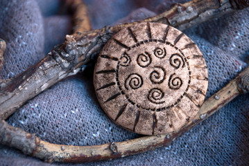 Bone handmade boho brooch.