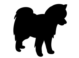 isolated black silhouette of dog on white background
