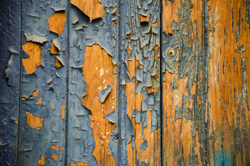 Paint peeling on an old door