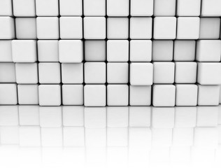 White cubes wall with floor reflection