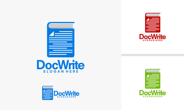 Document Write logo template, Book Write logo designs vector