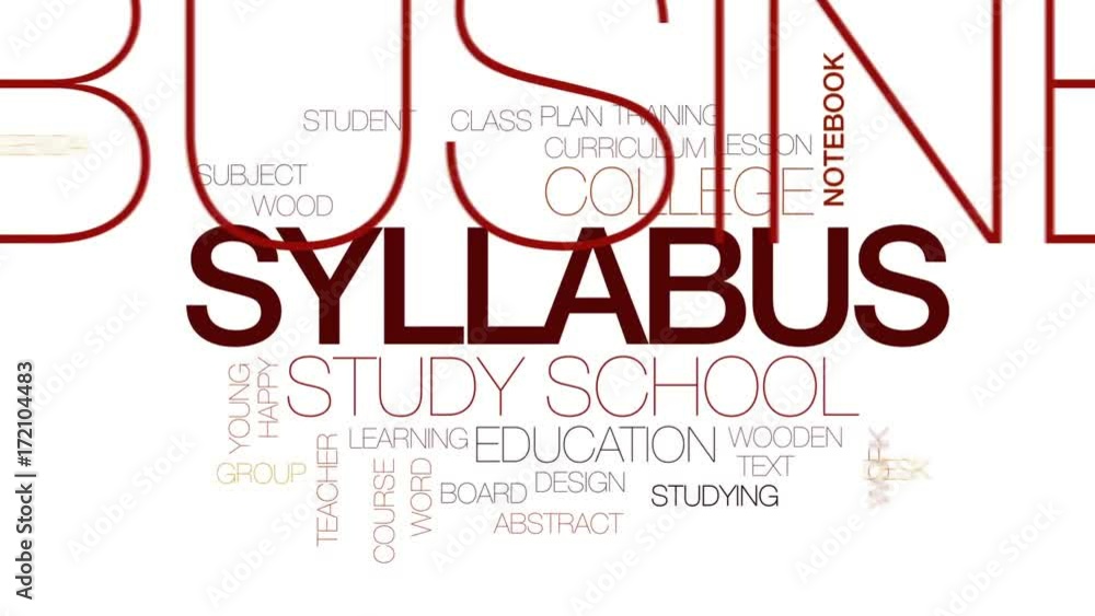 Poster syllabus animated word cloud, text design animation. kinetic typography.