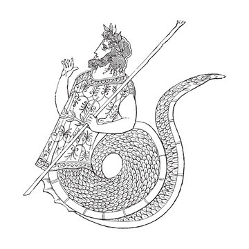 Cecrops I - Greek mythical king / vintage illustration