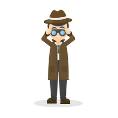 Detective with binocular.