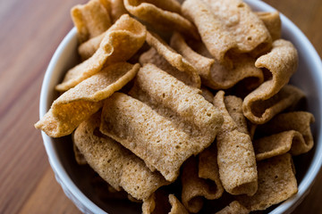 Chia Chips or Crackers in a bowl.