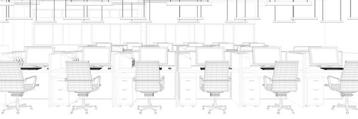 Großraumbüro als CAD Entwurf