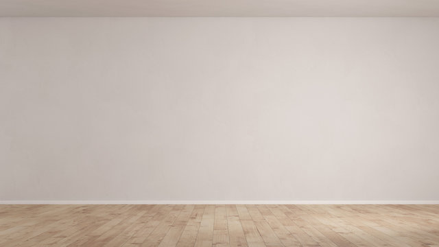 Wand in einem leeren Raum mit Parkett