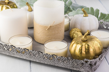 Fall white table decoration.