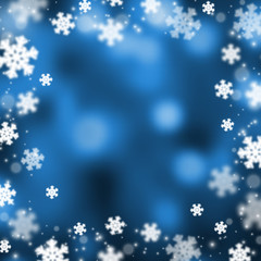 Snowflakes christmas abstract bokeh background, vector illustration