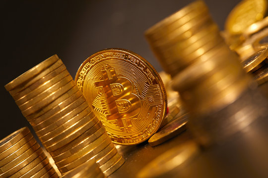 golden bitcoin, conceptual image for crypto currency