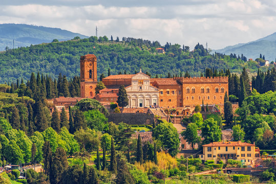 Basilica di San Miniato (Abbazia di San Miniato al Monte) a basilica in Florence, standing atop one of the highest points in the city.Italy.