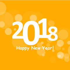 happy new year 2018 in bokeh and lens flare pattern on summer orange background