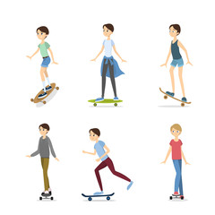 Skateboarding boys set.