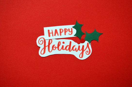 HAPPY HOLIDAYS hand-lettered card with holly