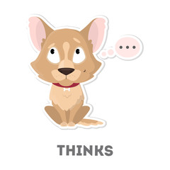 Isolated thinking dog.