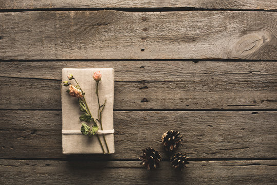 Gift Decorated With Dried Flowers