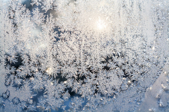  Sun Shine Through Frosted Glass On Window.