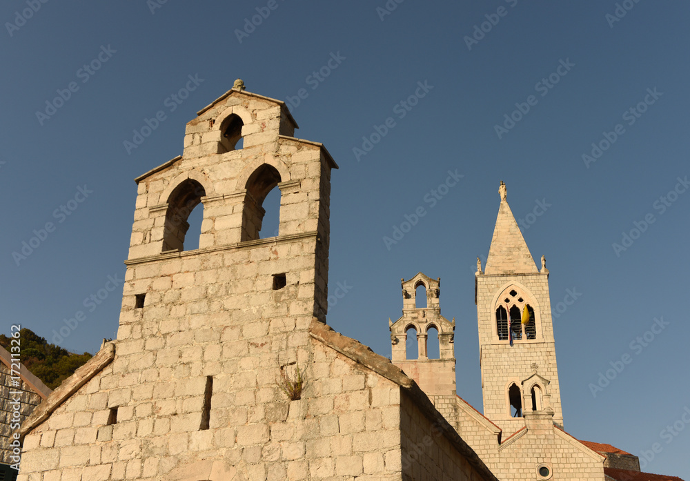 Canvas Prints The churches of Saint Mary of grace and of saint Kosmas and Damian in Lastovo town on  island of Lastovo, Croatia