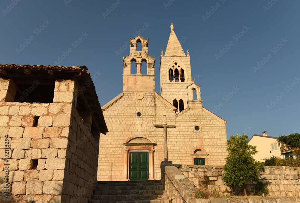 Canvas Prints The church of Saint Kosmas and Damian in Lastovo town on  island of Lastovo, Croatia