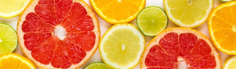 top view of slices of citrus fruits