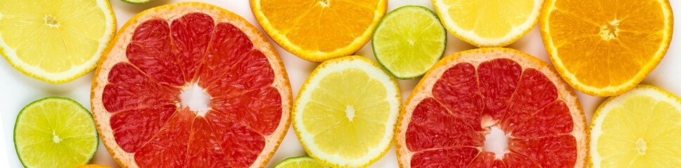 top view of slices of citrus fruits