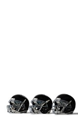 Black sports helmets arranged side by side