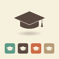 Hat graduate. Flat vector icon